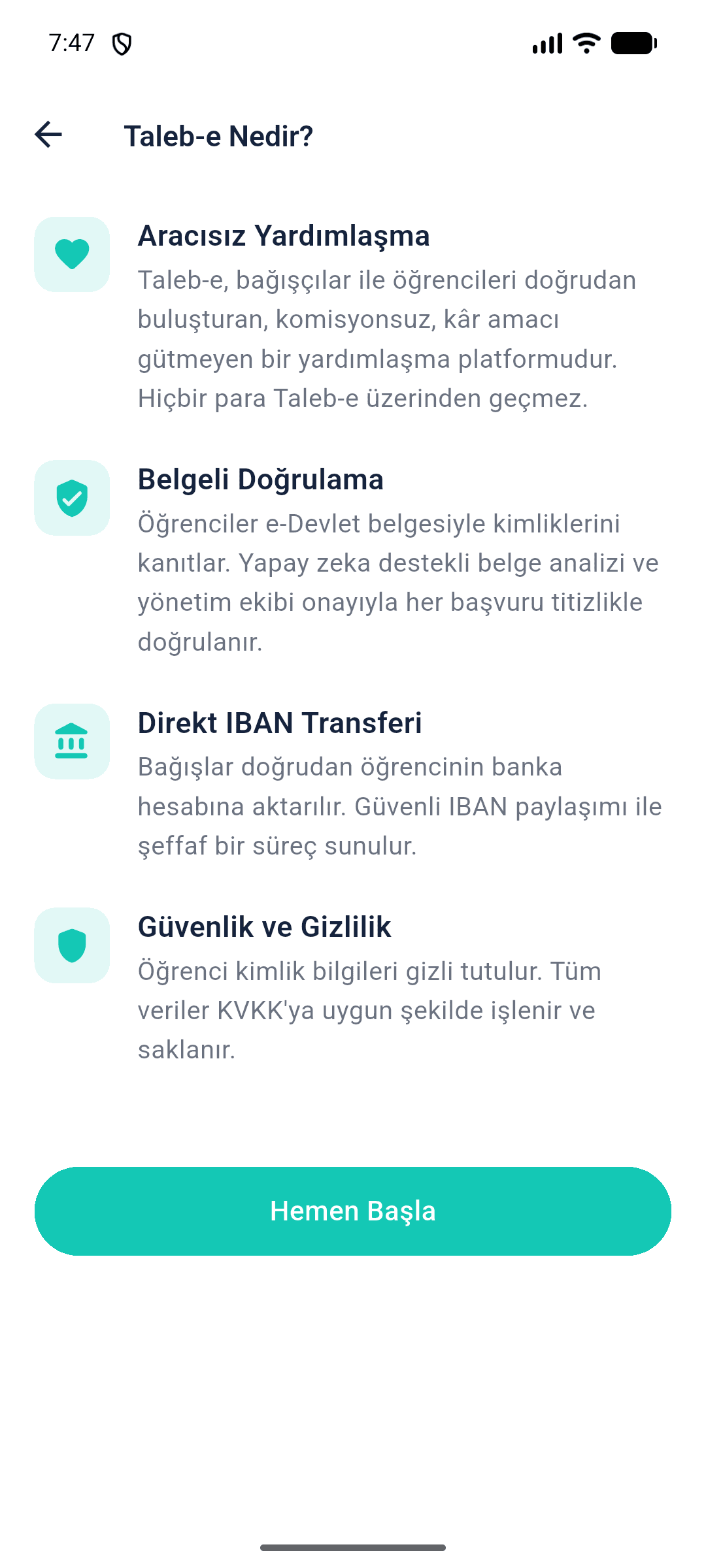 Taleb-e Nedir ekranı